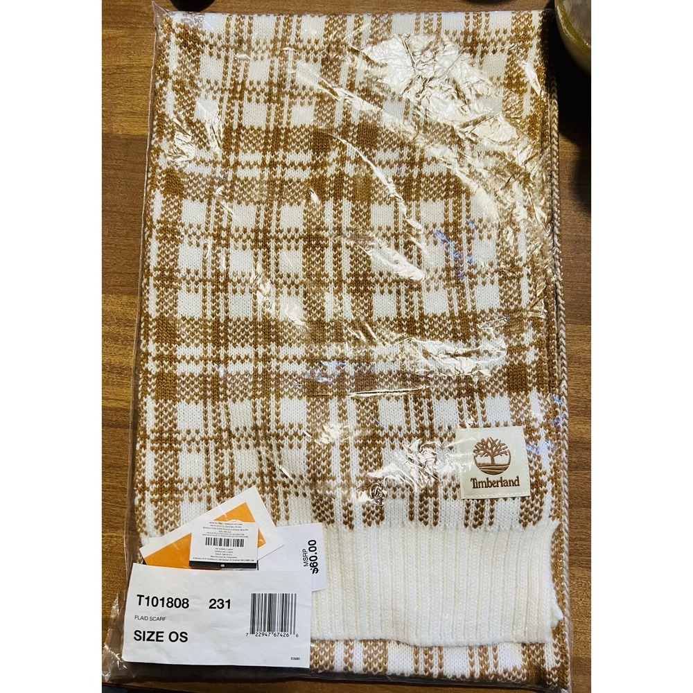 Timberland Scarf Buffalo Plaid Beige & Cream FabFitFun 2023‎ Brand NEW